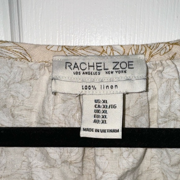 RACHEL ZOE 100% Linen Sleeveless tiered Dress, cream gold floral print, size XL - Picture 5 of 9